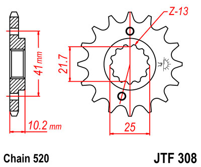 PION JT 308 de acero con 15 dientes CON GOMA